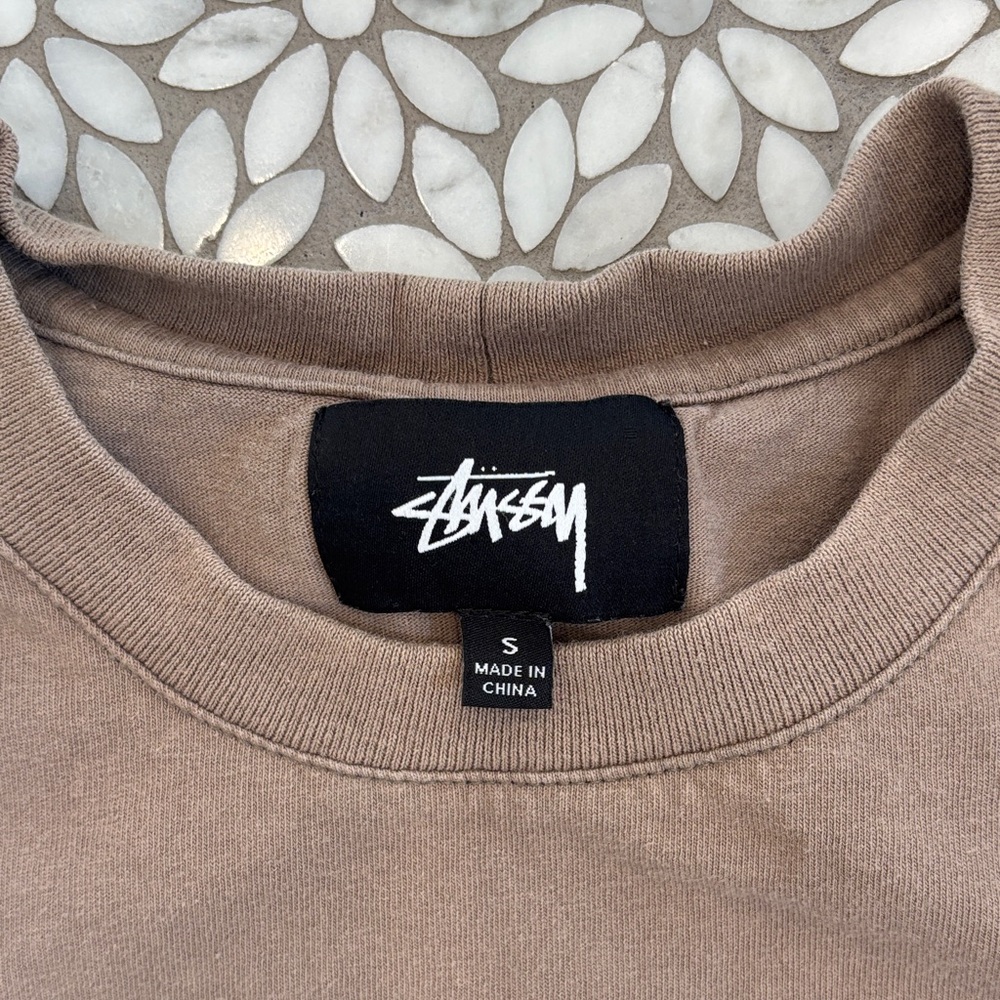 Women's/Unisex Stussy "STU" Allen Big Scale Tshirt in Tan/Black, Size S - Picture 3 of 8